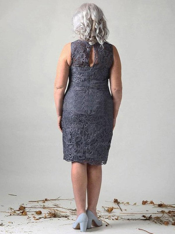 Sloane Sheath/Column Chiffon Lace Scoop Sleeveless Knee-Length Mother of the Bride Dresses DGP0020446