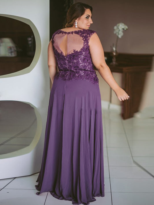 Josephine A-Line/Princess Chiffon Applique Scoop Sleeveless Floor-Length Mother of the Bride Dresses DGP0020444
