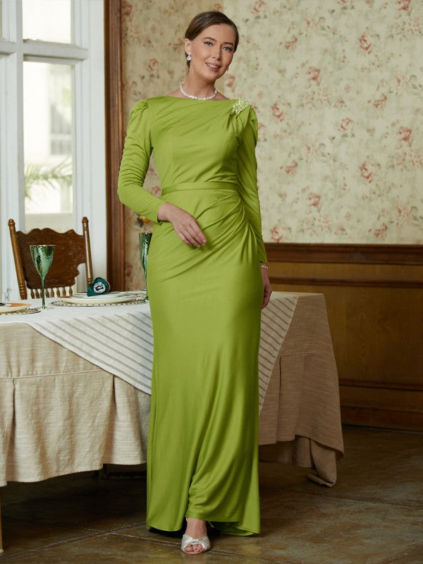 Eva Sheath/Column Jersey Ruched Scoop Long Sleeves Floor-Length Mother of the Bride Dresses DGP0020352