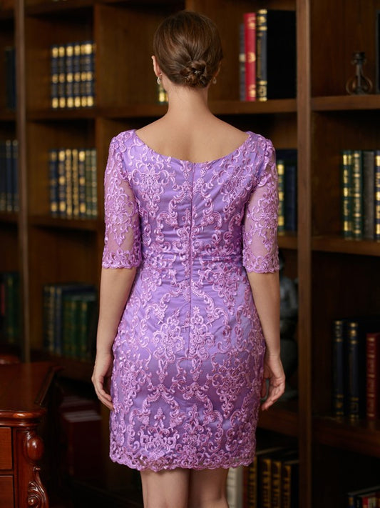 Sanai Sheath/Column Lace V-neck 1/2 Sleeves Short/Mini Mother of the Bride Dresses DGP0020367