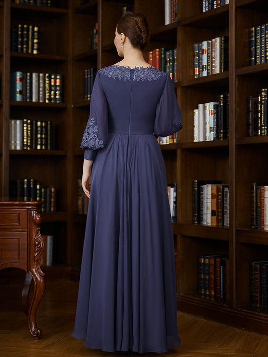 Aileen A-Line/Princess Chiffon Ruched Bateau 3/4 Sleeves Asymmetrical Mother of the Bride Dresses DGP0020265