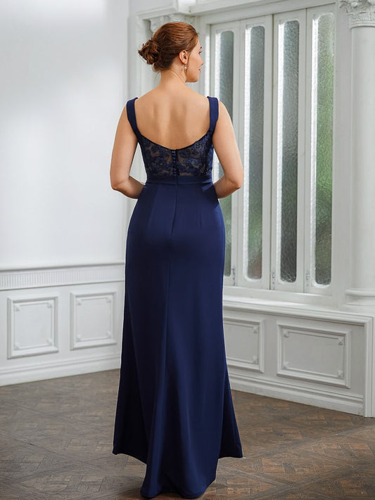 Sariah Sheath/Column Stretch Crepe Ruched V-neck Sleeveless Floor-Length Mother of the Bride Dresses DGP0020258