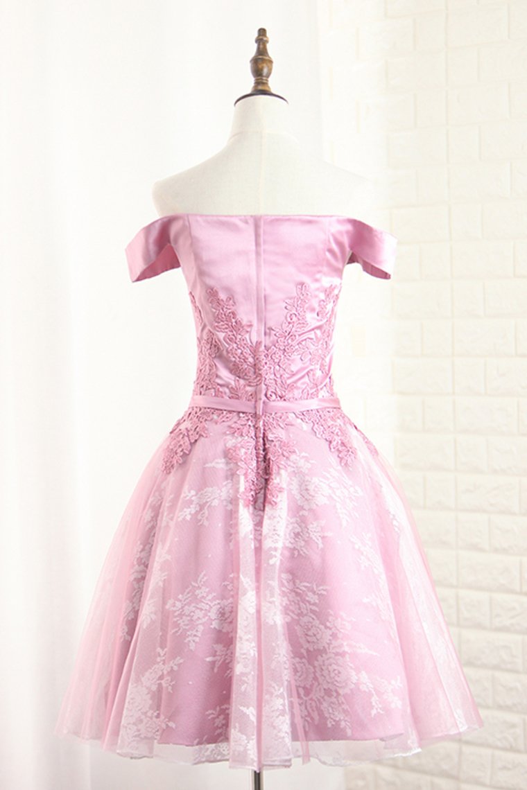 Off The Shoulder Homecoming Dresses A Line Lace With Applique And Sash