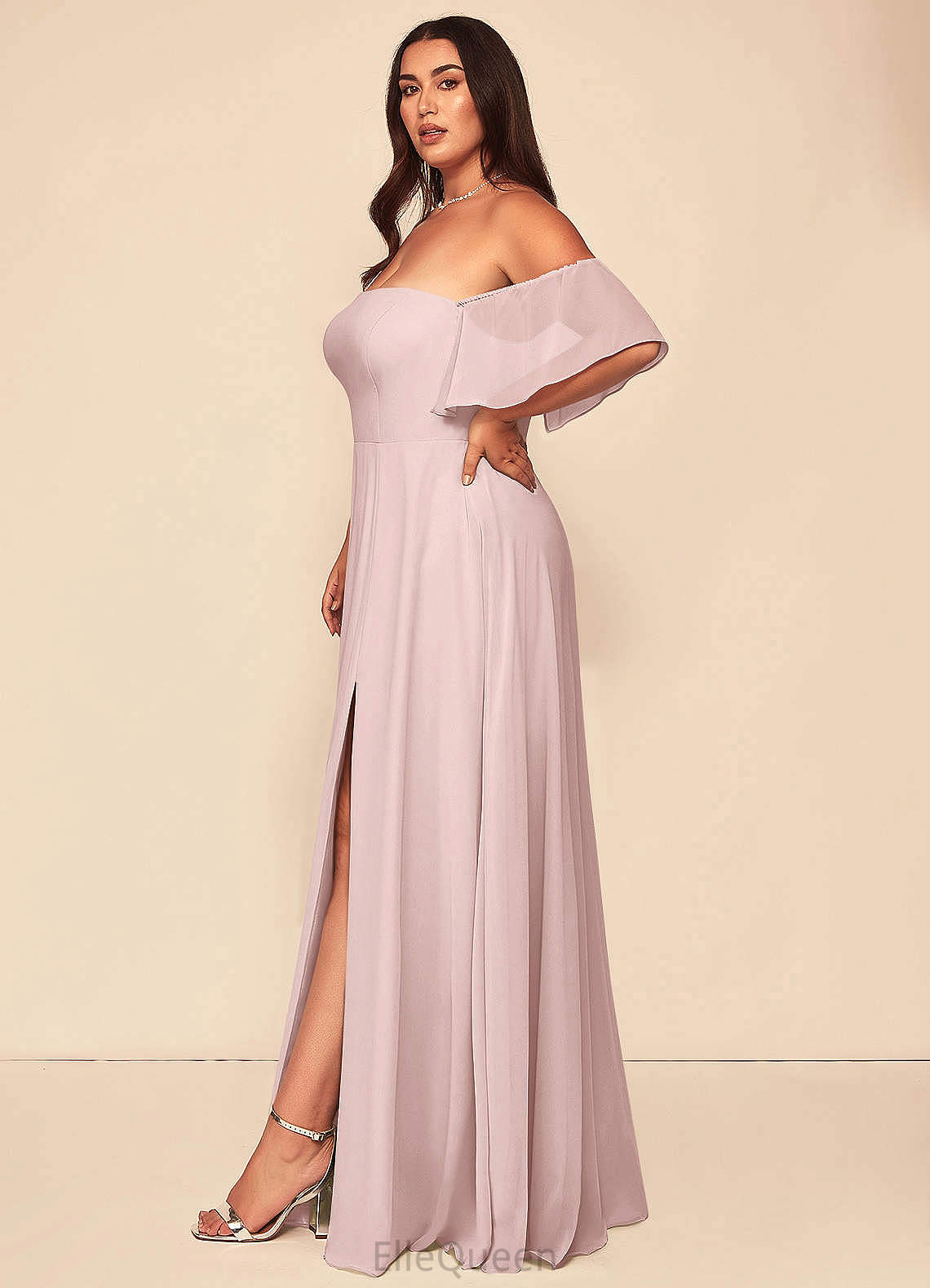 Cynthia Natural Waist Floor Length Sleeveless Spaghetti Staps A-Line/Princess Bridesmaid Dresses