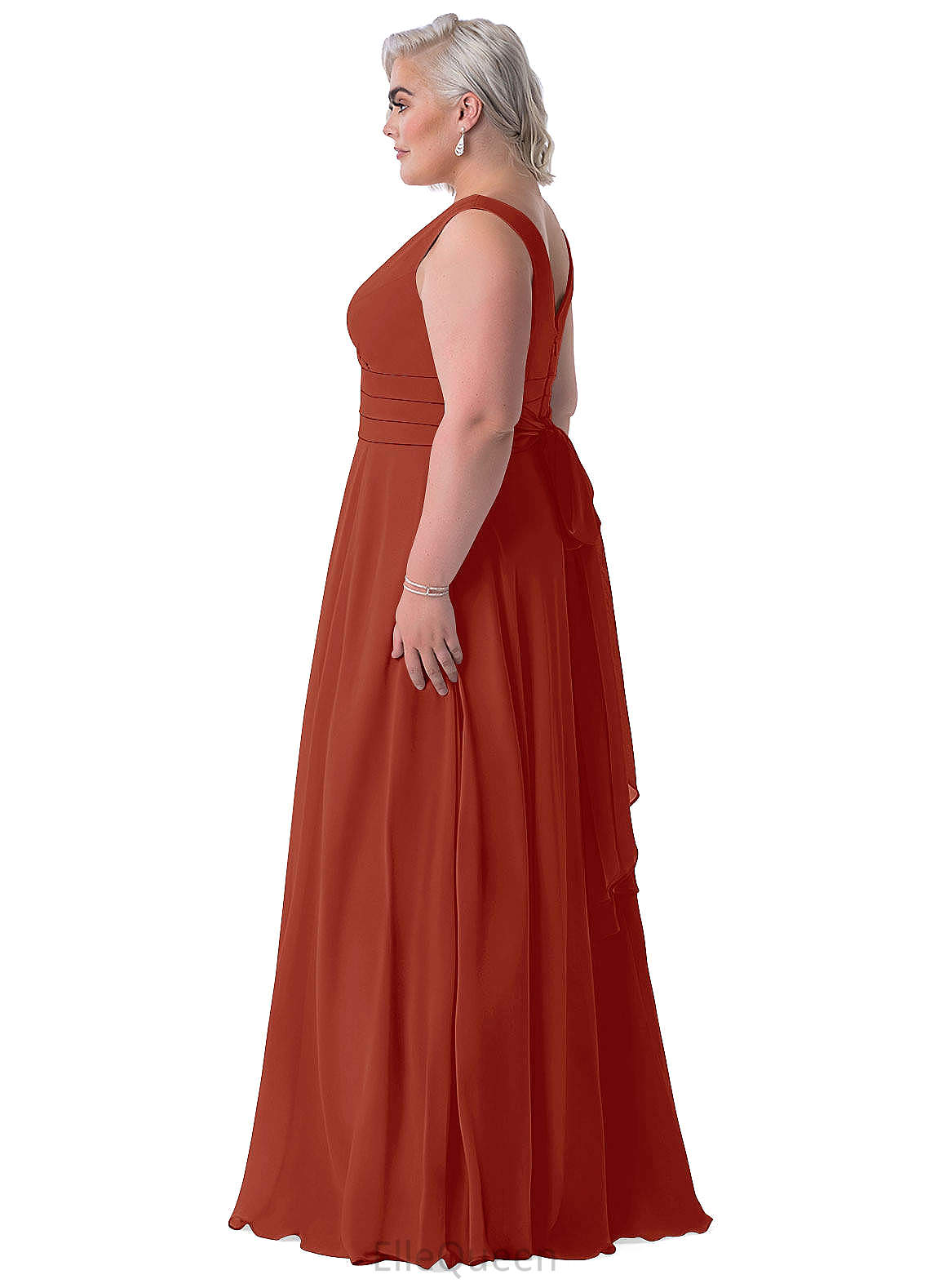 Val Satin Sheath/Column Floor Length Natural Waist Sleeveless V-Neck Bridesmaid Dresses