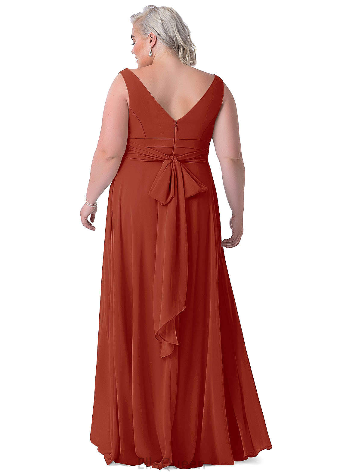 Val Satin Sheath/Column Floor Length Natural Waist Sleeveless V-Neck Bridesmaid Dresses