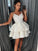 Spaghetti Straps V Neck Ball Gown Satin Elizabeth Lace Homecoming Dresses Ivory Tiered Pleated
