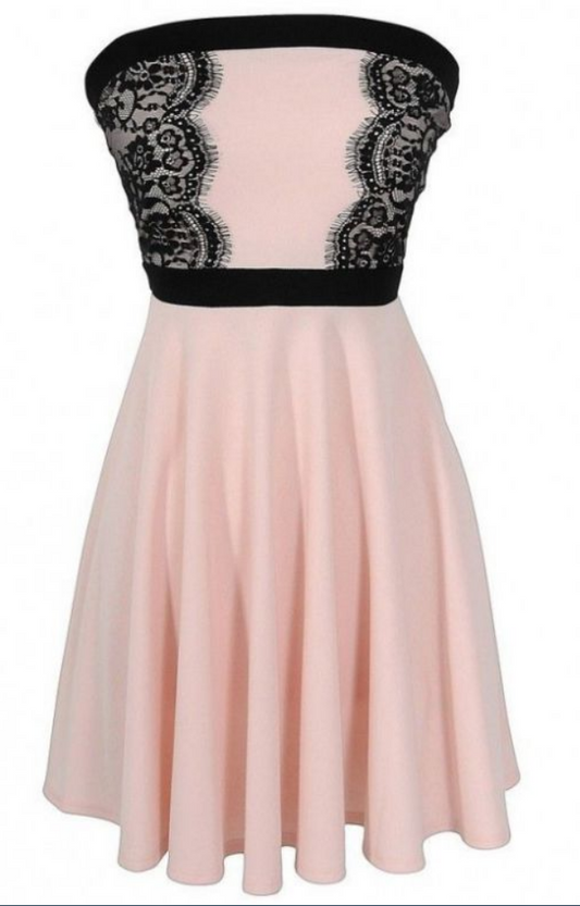 Strapless Pleated Dusty Rose Flowers Knee Satin A Line Geraldine Lace Homecoming Dresses Length