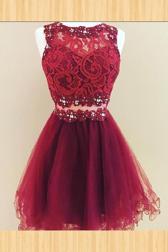 Short Sleeveless Jewel A Line Aracely Lace Homecoming Dresses Flowers Organza Burgundy