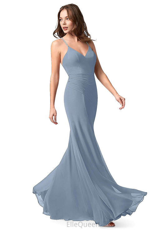 Yuliana Natural Waist A-Line/Princess V-Neck Sleeveless Floor Length Bridesmaid Dresses