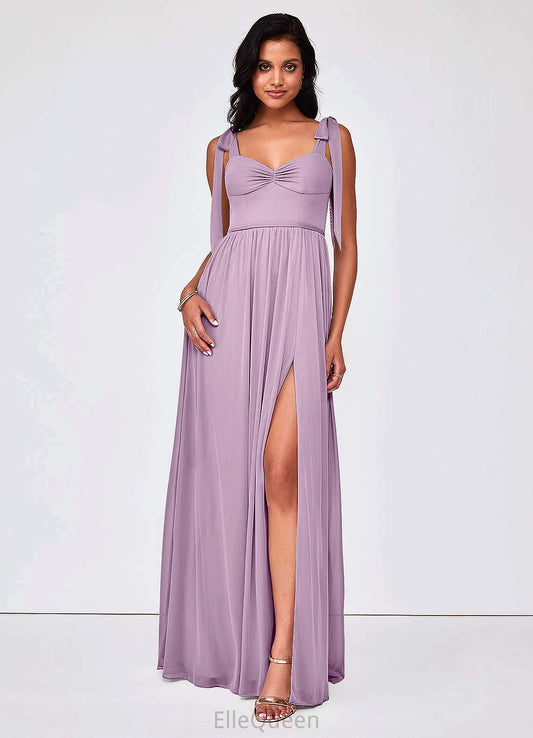 Melody Floor Length Natural Waist Sleeveless A-Line/Princess Spaghetti Staps Bridesmaid Dresses