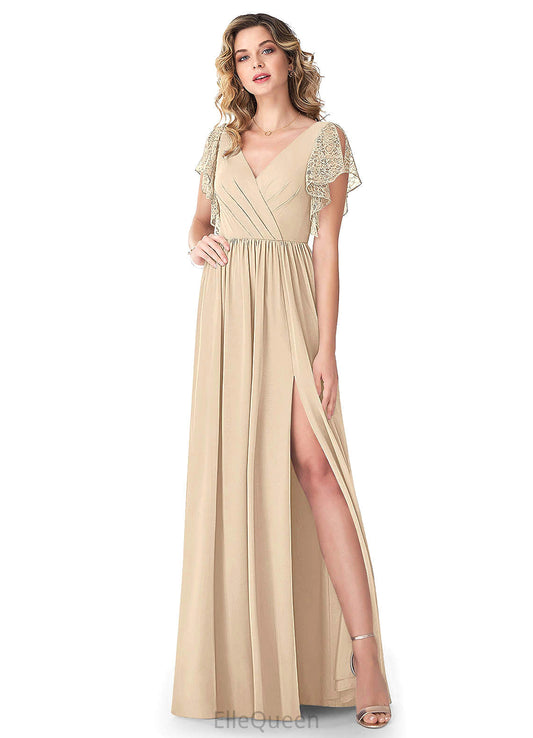 Danica Sleeveless Natural Waist V-Neck A-Line/Princess Floor Length Bridesmaid Dresses
