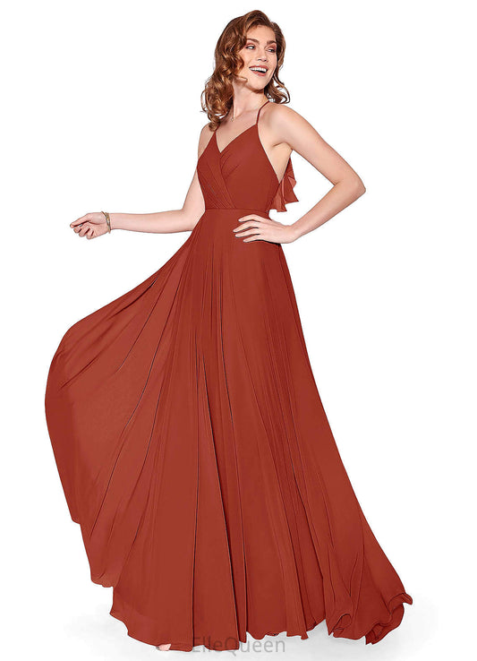 Daphne Spaghetti Staps Natural Waist Sleeveless Floor Length A-Line/Princess Bridesmaid Dresses