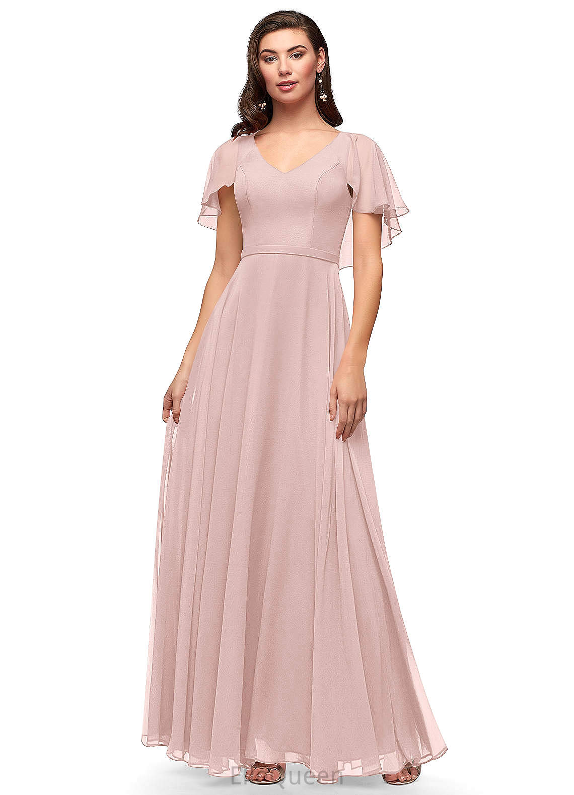 Helena V-Neck Floor Length Sleeveless Natural Waist A-Line/Princess Bridesmaid Dresses
