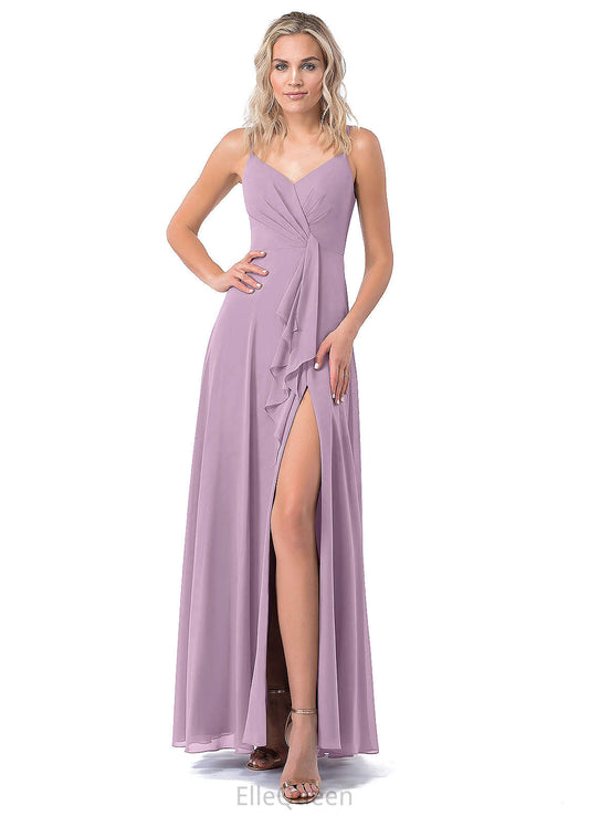 Lauryn A-Line/Princess Natural Waist V-Neck Floor Length Sleeveless Bridesmaid Dresses