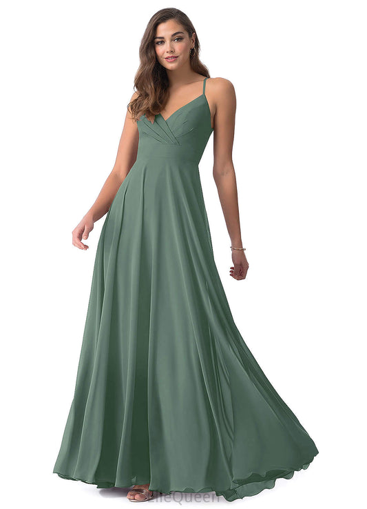 April A-Line/Princess Straps Sleeveless Floor Length Natural Waist Bridesmaid Dresses