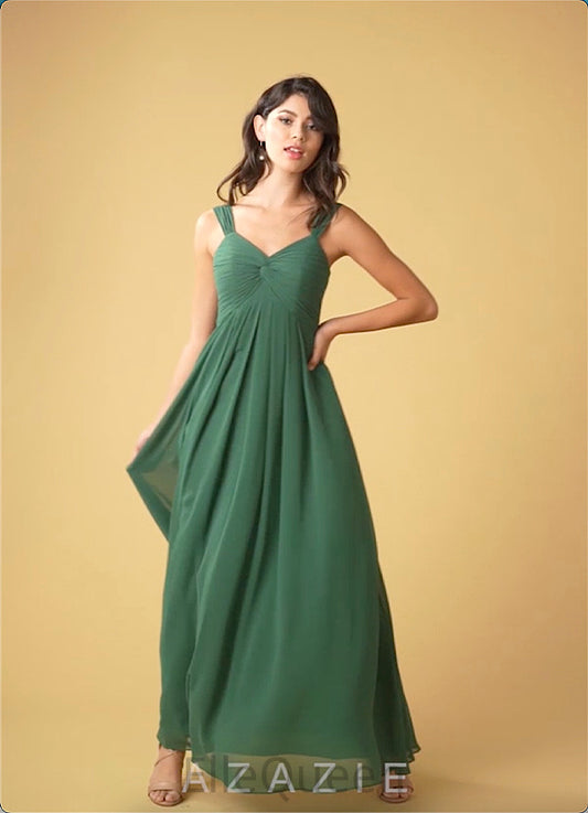 Jessica A-Line/Princess Natural Waist Floor Length Sleeveless Spaghetti Staps Bridesmaid Dresses