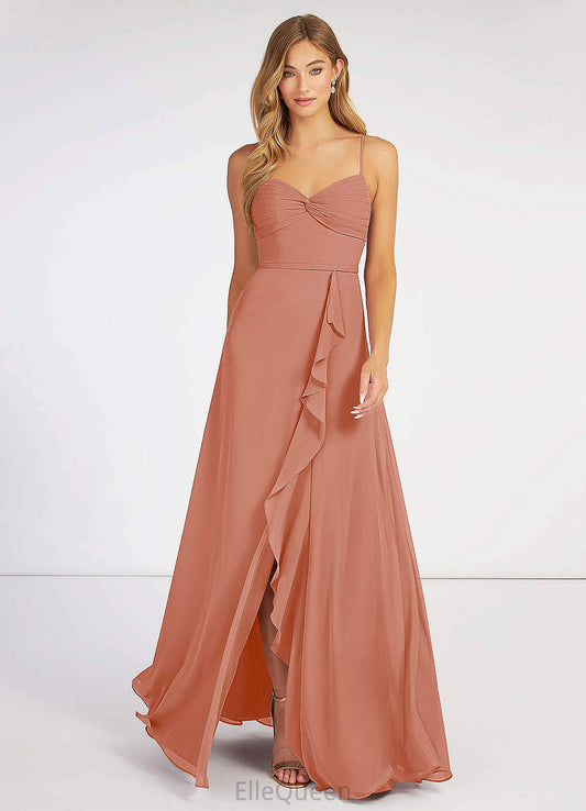 Iliana Sleeveless One Shoulder Floor Length Natural Waist Bridesmaid Dresses