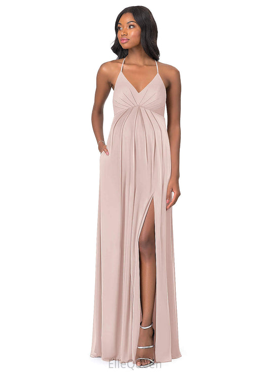 Mia Natural Waist Sleeveless A-Line/Princess V-Neck Floor Length Bridesmaid Dresses