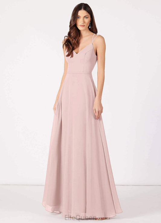 Sierra Floor Length Sleeveless A-Line/Princess Natural Waist Spaghetti Staps Bridesmaid Dresses