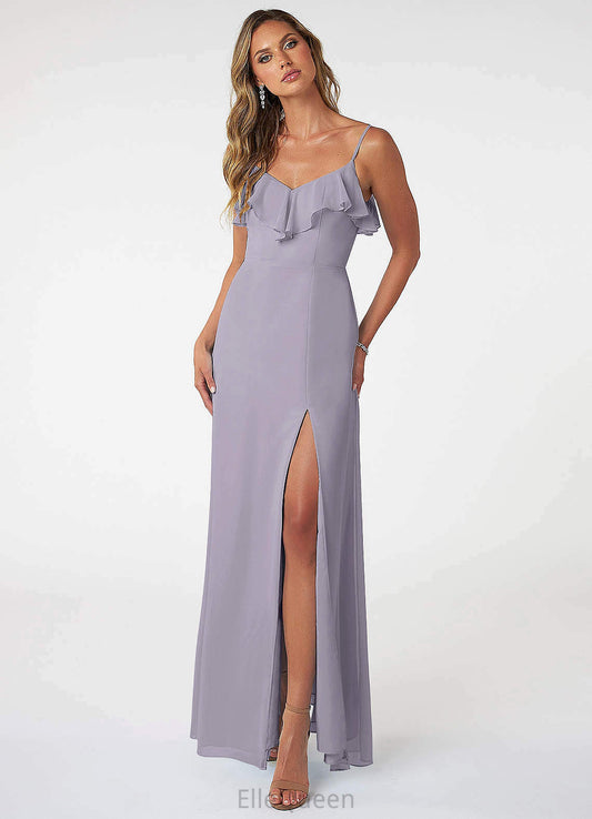 Reese A-Line/Princess V-Neck Natural Waist Sleeveless Floor Length Bridesmaid Dresses