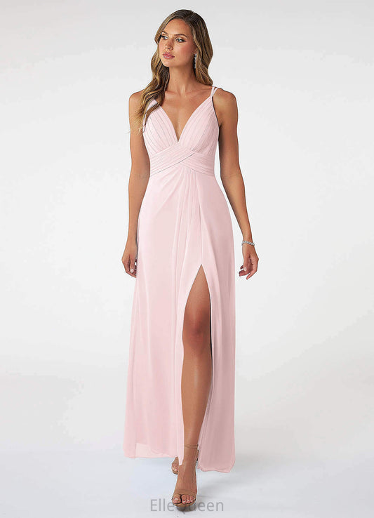 Julianne A-Line/Princess Natural Waist Floor Length V-Neck Sleeveless Bridesmaid Dresses
