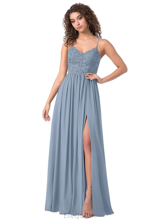 Janessa Sleeveless Floor Length Spaghetti Staps Natural Waist A-Line/Princess Bridesmaid Dresses