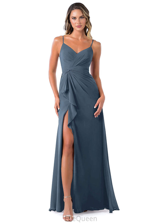 Karlee Natural Waist Sleeveless A-Line/Princess Spaghetti Staps Floor Length Bridesmaid Dresses