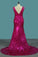 Scoop Mermaid Prom Dresses Sequins With Beading Sweep Train