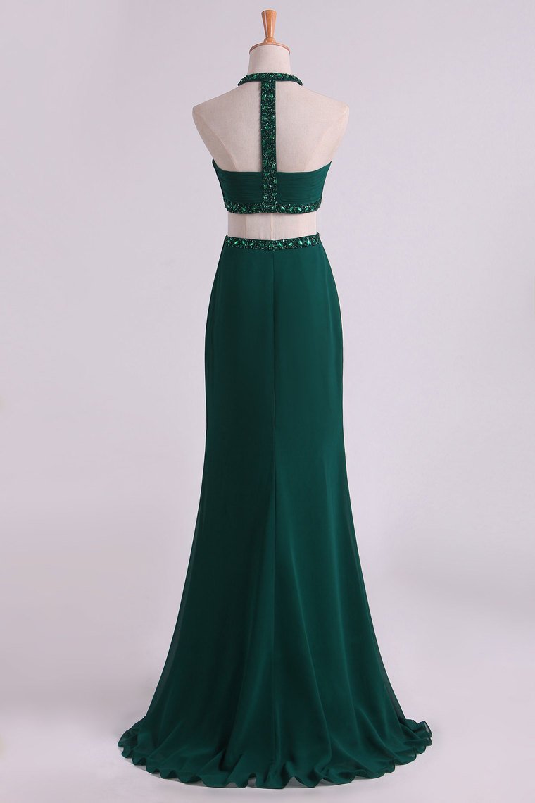 Sexy Open Back Prom Dresses Scoop Satin With Beads A Line