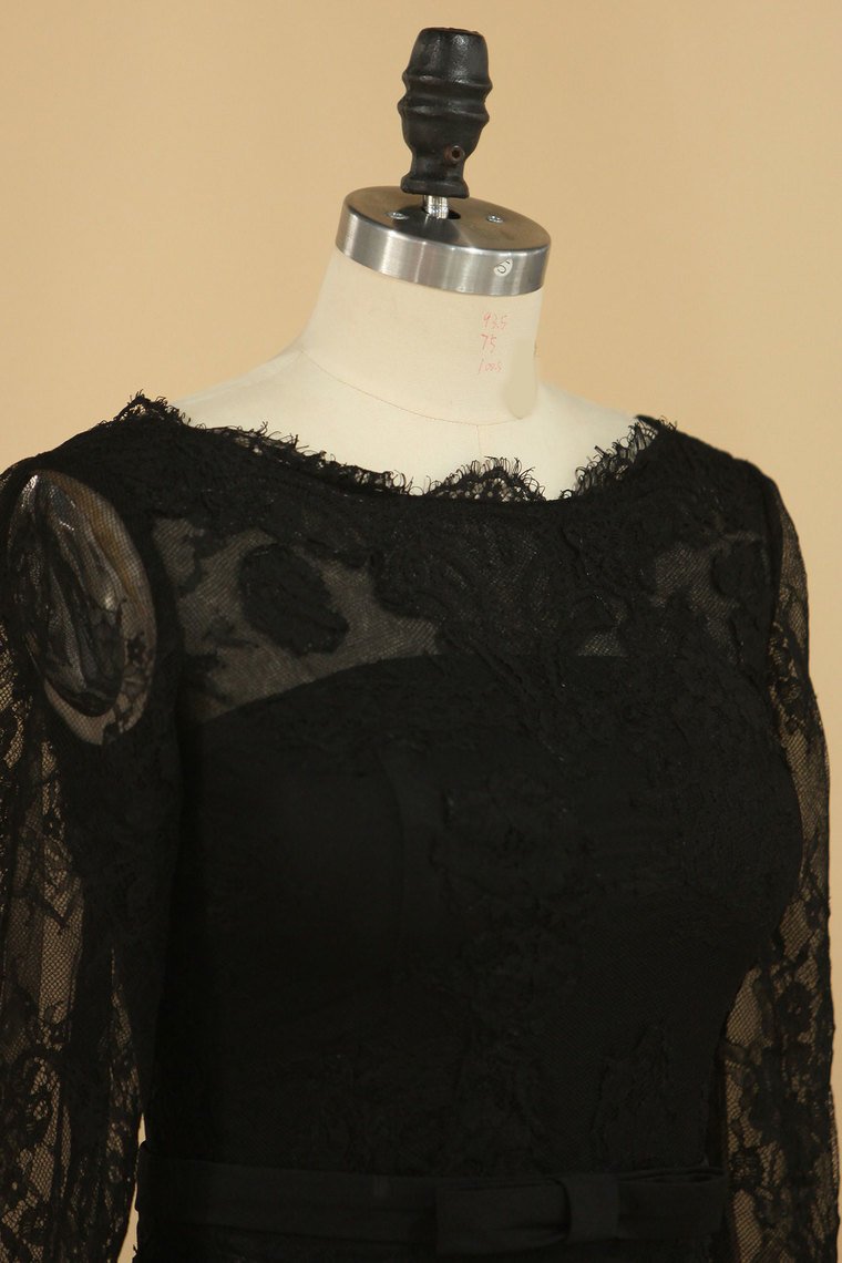Mother Of The Bride Dresses Scoop Long Sleeves Spandex & Lace