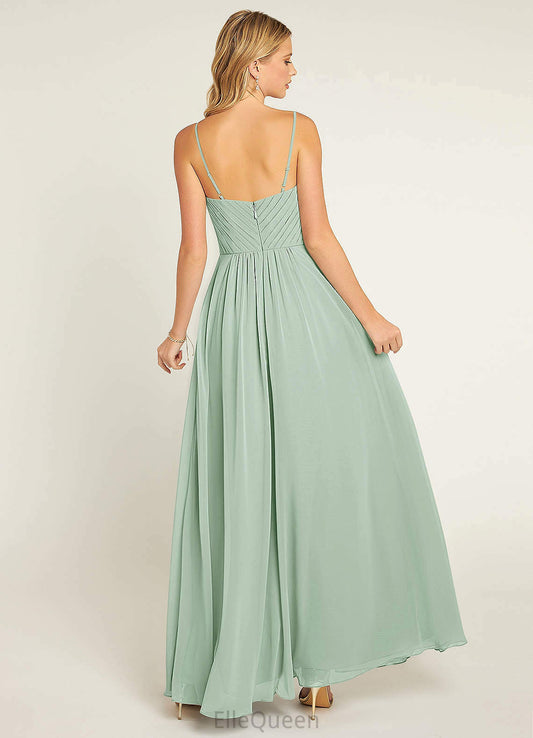 Lauren A-Line/Princess Floor Length V-Neck Sleeveless Natural Waist Bridesmaid Dresses