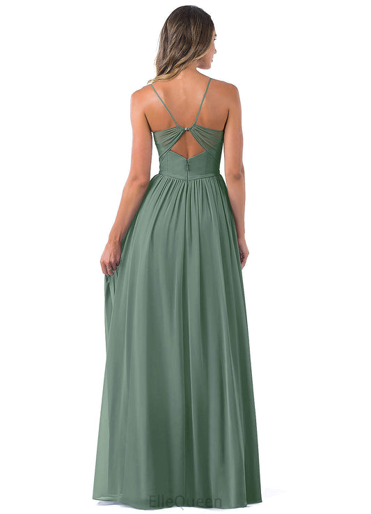 Kylie Sleeveless Natural Waist A-Line/Princess Floor Length Scoop Bridesmaid Dresses