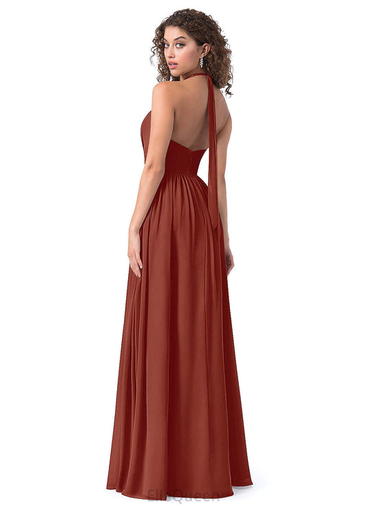 Angelina Natural Waist Straps Sleeveless A-Line/Princess Floor Length Bridesmaid Dresses