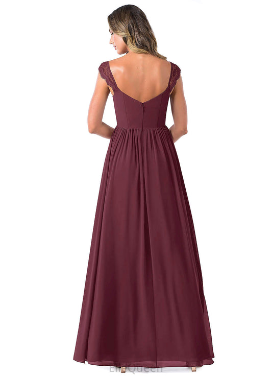 Mya A-Line/Princess Floor Length V-Neck Empire Waist Sleeveless Bridesmaid Dresses