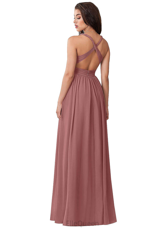 Sandy Natural Waist Sleeveless Floor Length Straps A-Line/Princess Bridesmaid Dresses