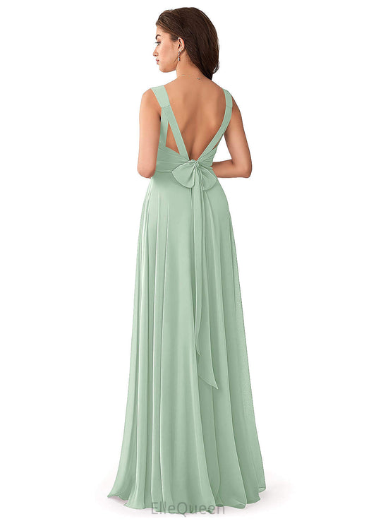 Amira V-Neck Floor Length Sheath/Column Sleeveless Natural Waist Bridesmaid Dresses