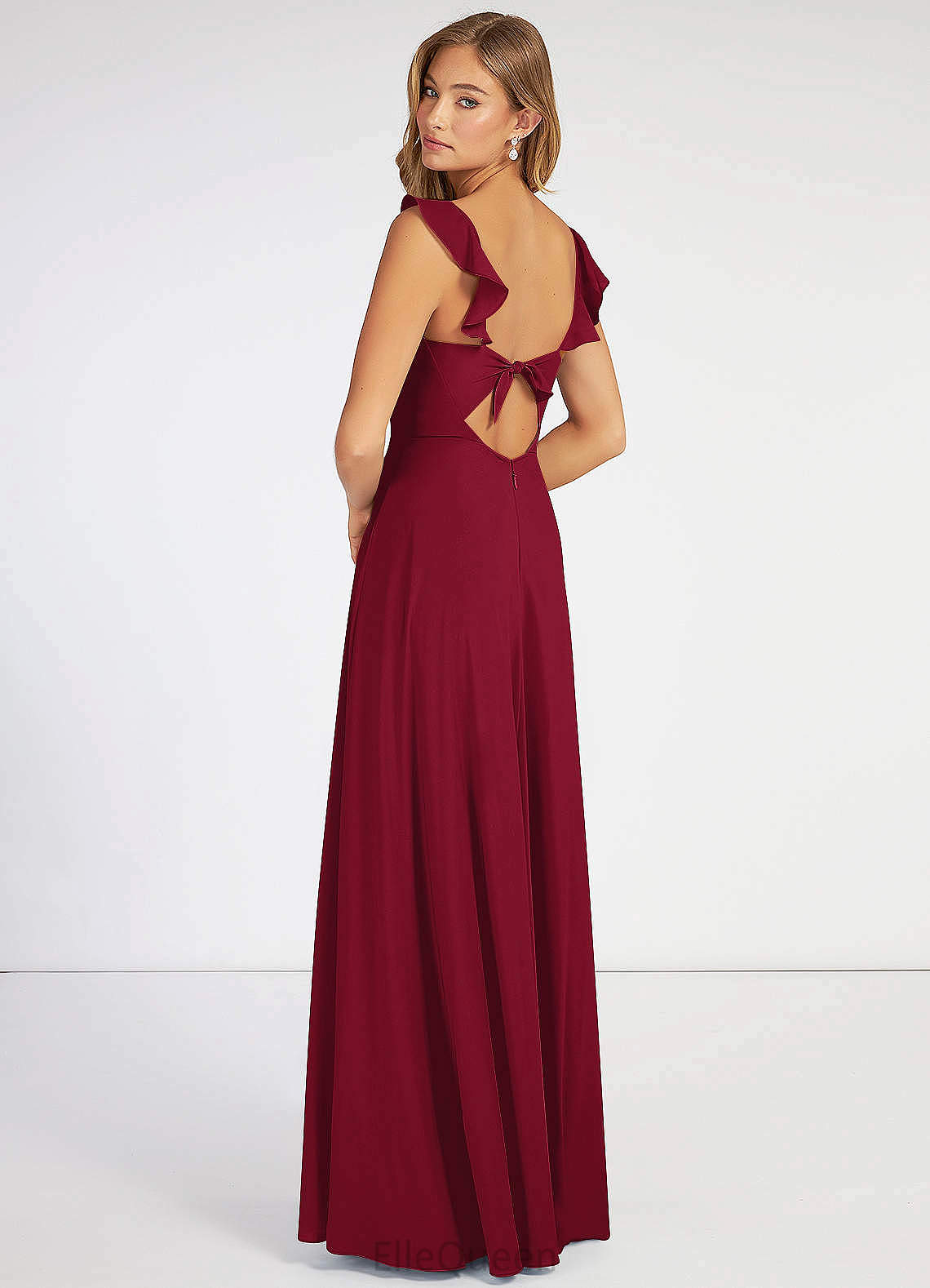 Aliyah Spaghetti Staps Sleeveless Natural Waist Floor Length A-Line/Princess Bridesmaid Dresses