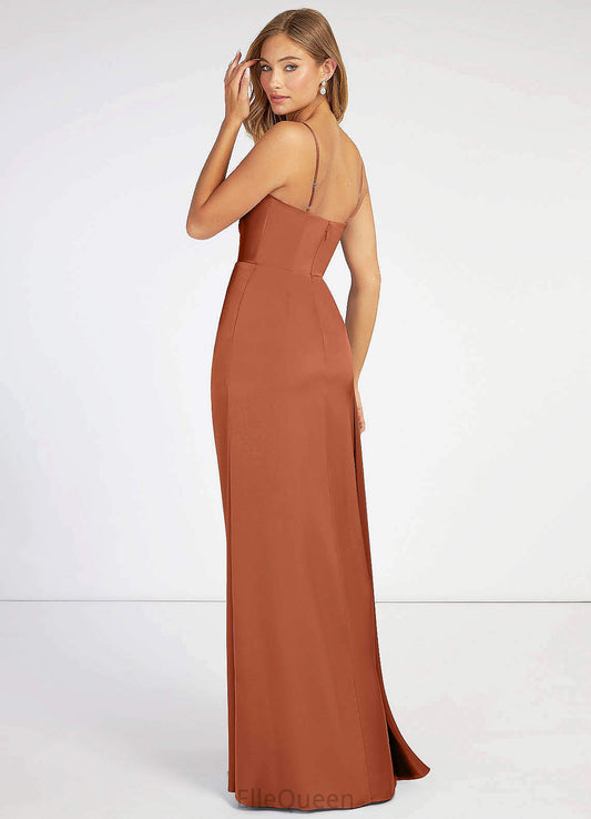 Leah A-Line/Princess Natural Waist Scoop Sleeveless Floor Length Bridesmaid Dresses