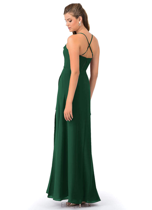Yuliana Sleeveless Floor Length Natural Waist Trumpet/Mermaid Spaghetti Staps Spandex Bridesmaid Dresses