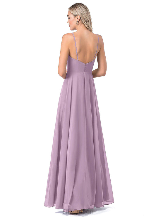 Lauryn A-Line/Princess Natural Waist V-Neck Floor Length Sleeveless Bridesmaid Dresses