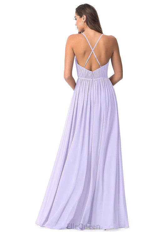 Krista Natural Waist Straps Sleeveless Sheath/Column Floor Length Bridesmaid Dresses