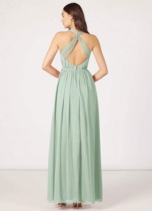 Sidney V-Neck A-Line/Princess Natural Waist Floor Length Sleeveless Bridesmaid Dresses