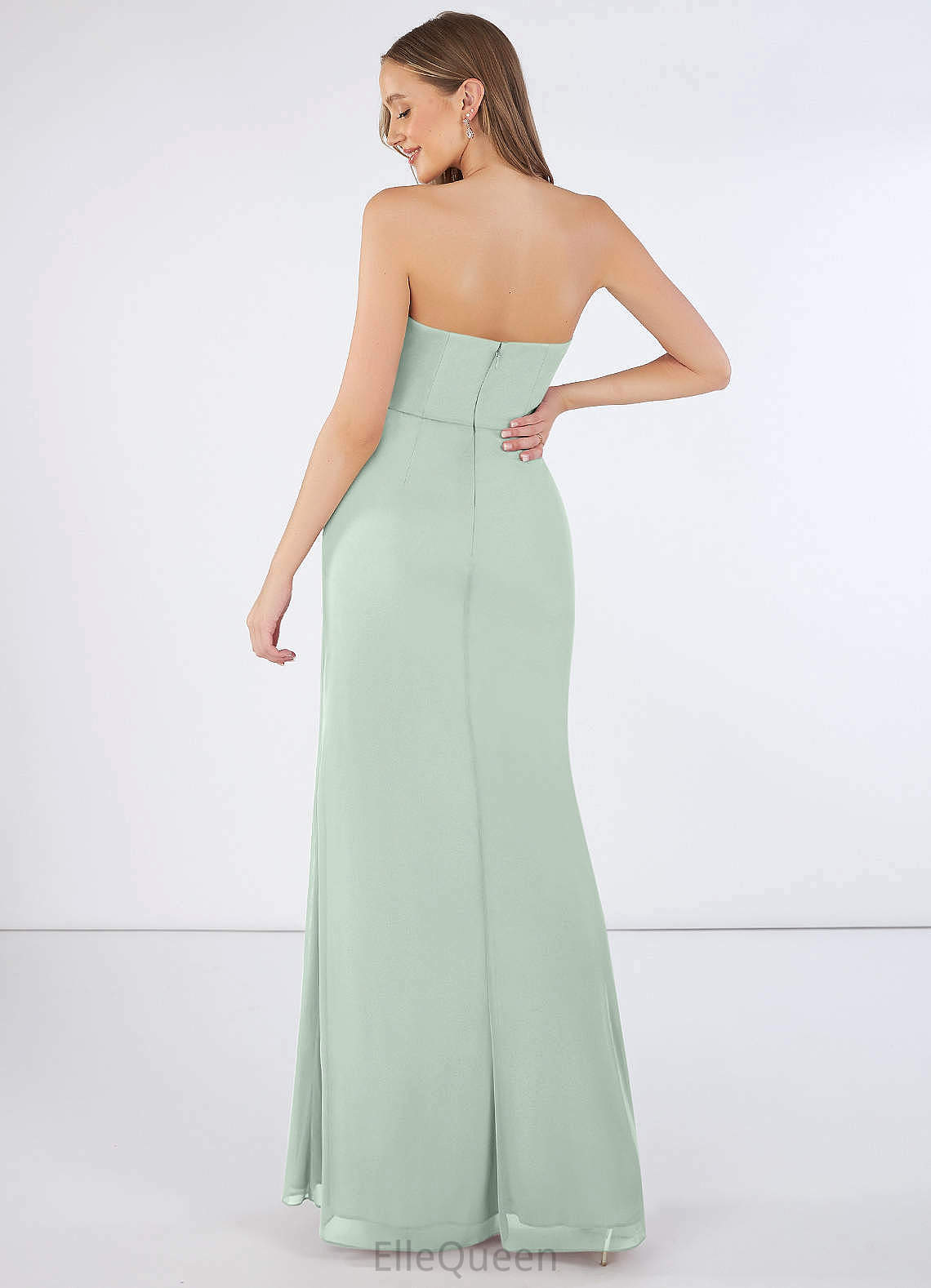 Emilee Spaghetti Staps A-Line/Princess Natural Waist Floor Length Bridesmaid Dresses