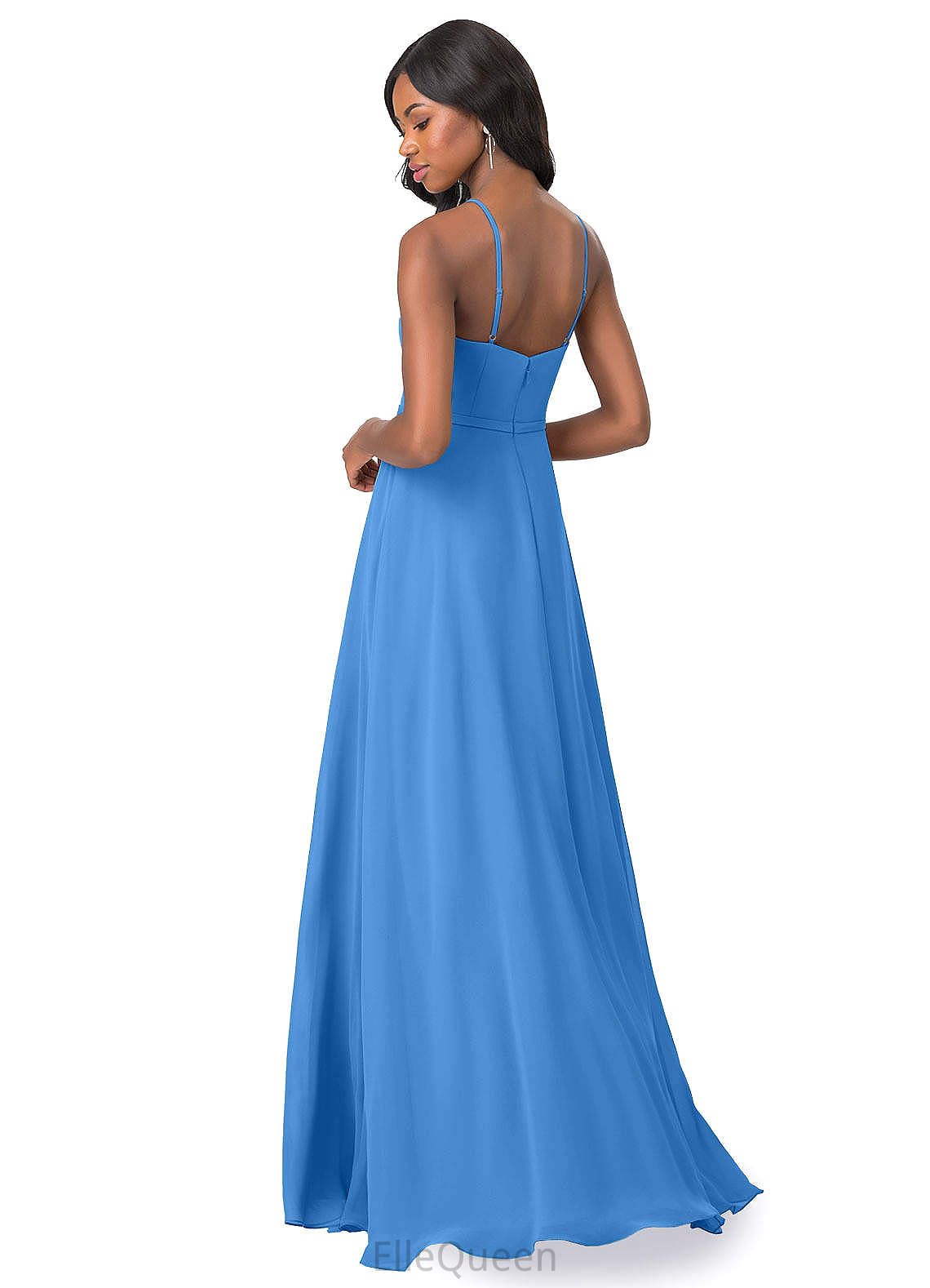Joslyn A-Line/Princess Sleeveless Floor Length Natural Waist V-Neck Bridesmaid Dresses