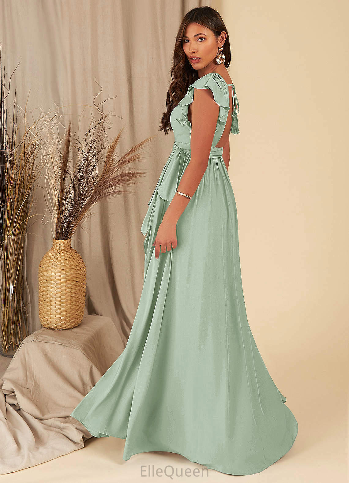 Courtney A-Line/Princess Empire Waist Spaghetti Staps Sleeveless Floor Length Bridesmaid Dresses