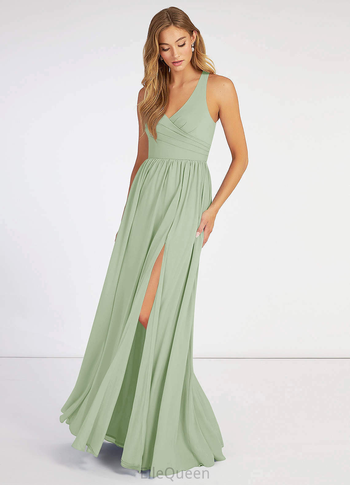 Kenzie Natural Waist A-Line/Princess Sleeveless Floor Length Halter Bridesmaid Dresses