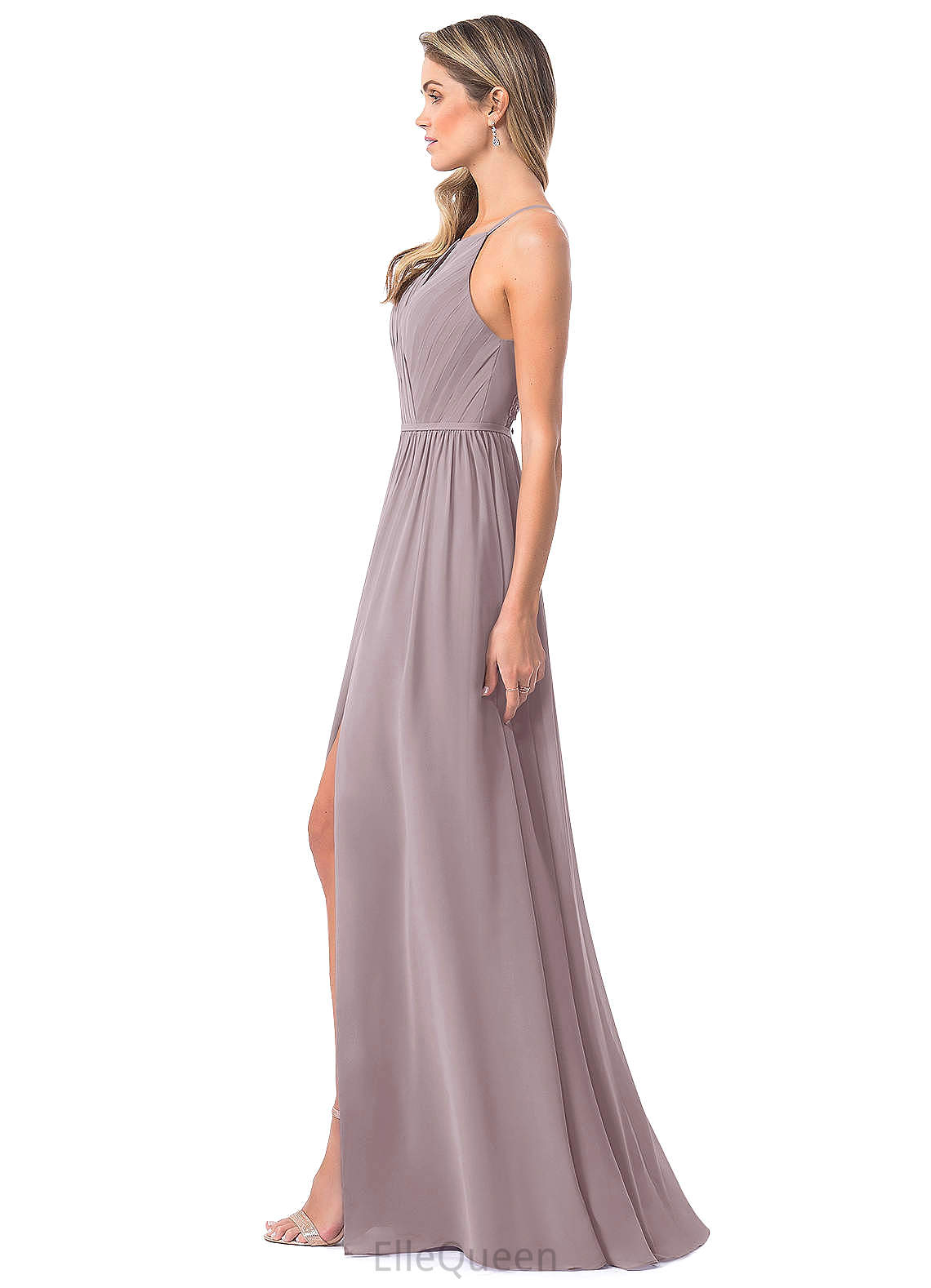Bailey Sleeveless A-Line/Princess Natural Waist Floor Length V-Neck Bridesmaid Dresses