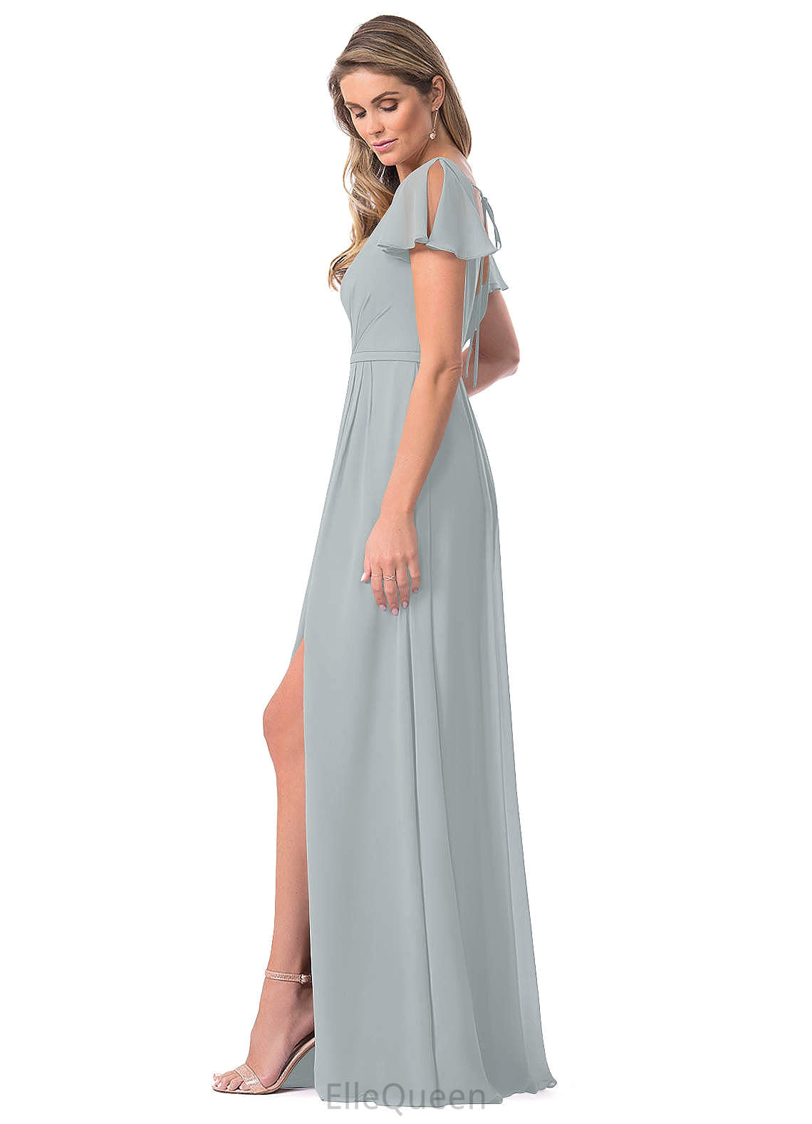 Angeline A-Line/Princess Empire Waist Floor Length V-Neck Sleeveless Bridesmaid Dresses