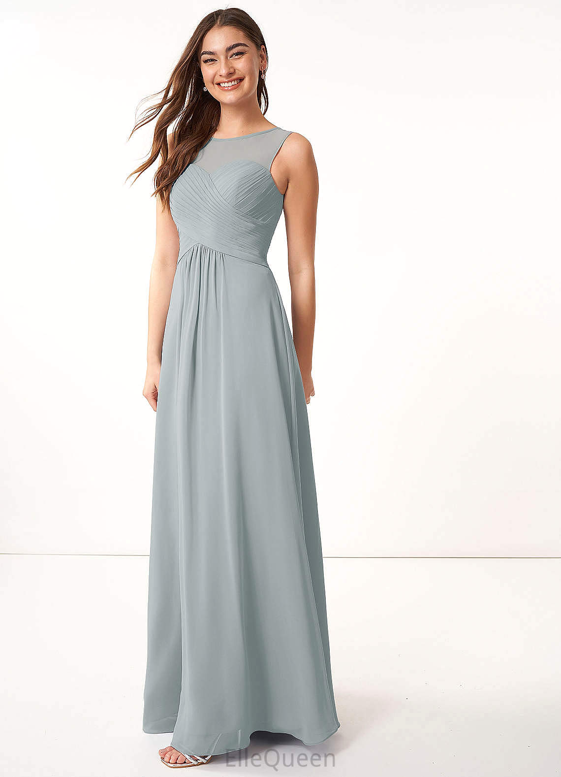 Adrienne Knee Length Natural Waist V-Neck Sleeveless A-Line/Princess Bridesmaid Dresses